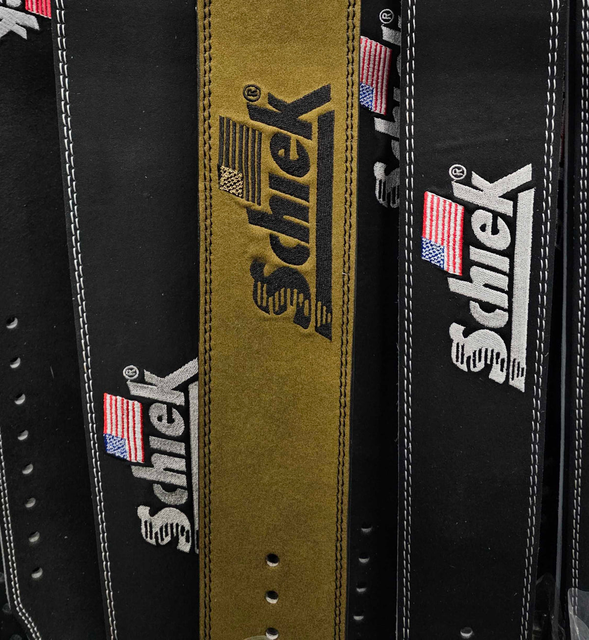 Schiek Leather Lever Competition Power Lifting Belt - Green/Gold