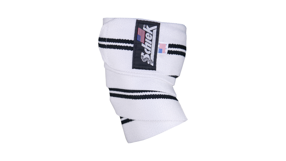 Schiek 52” Heavy Duty Elbow Wraps w/ Velcro Closure - White