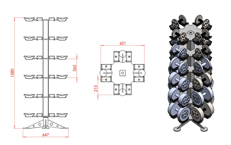 Watson Revolving Dumbbell Rack (10 pair)