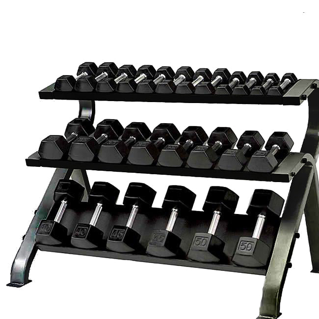 Element Commercial 3-Tier Flat Dumbbell Rack (Holds 13 pair 3-50lbs)