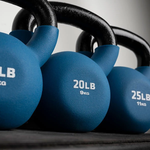 10-30lb Pairs - Matte Neoprene Kettlebell Set with Storage Rack