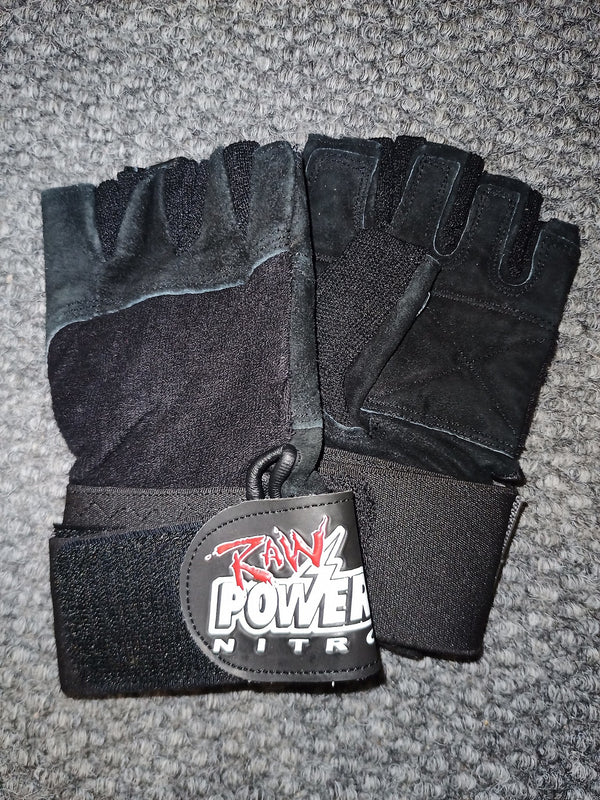 Raw PowerNitro Power Wrist Wrap Gloves - Black - Extra Extra Large