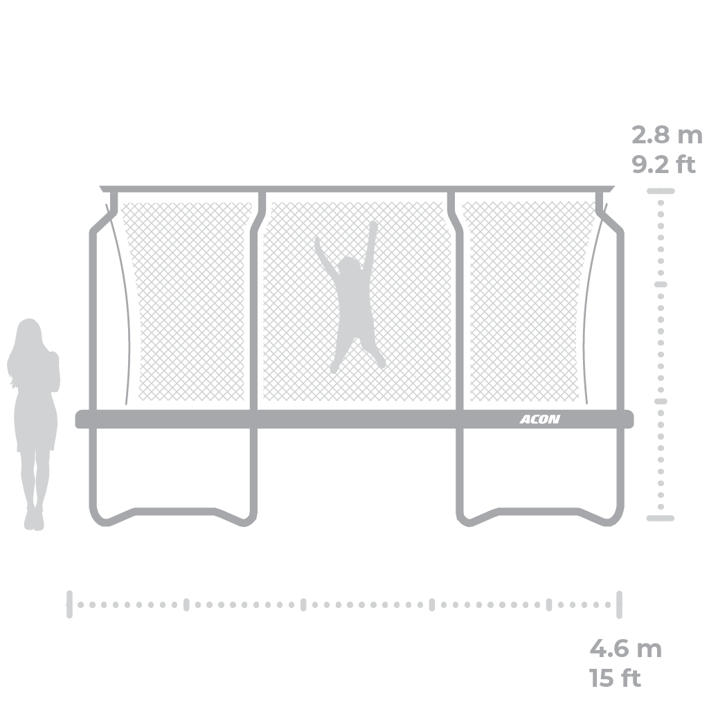 ACON 15ft Round Trampoline with Premium Enclosure