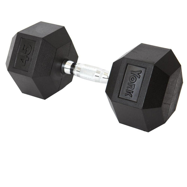 Rubber Hex Dumbbells - Single - 5 to 50 lbs