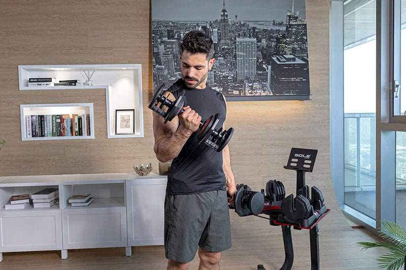 SOLE Adjustable Dumbbell 5–80 lb Set