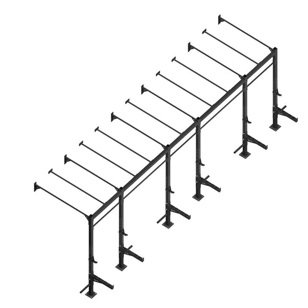 24 ft x 4 ft x 9 ft Wall Mounted Monkey Bar Rig (3 Stations)