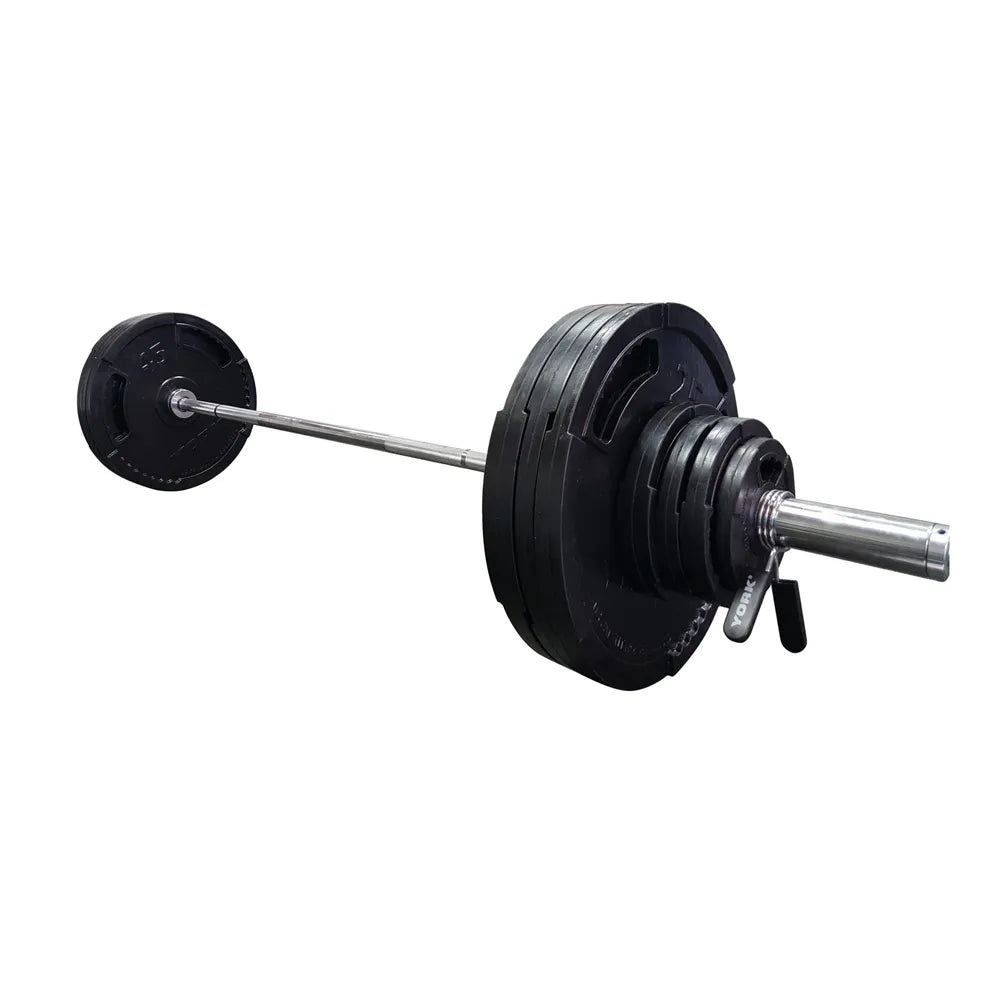 York 300lbs Rubber G2 Olympic Bar & Plate Set